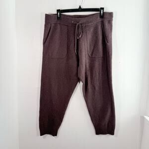 Garnet Hill Plum Speckled Confetti Machine Washable Cashmere Jogger Pants XL